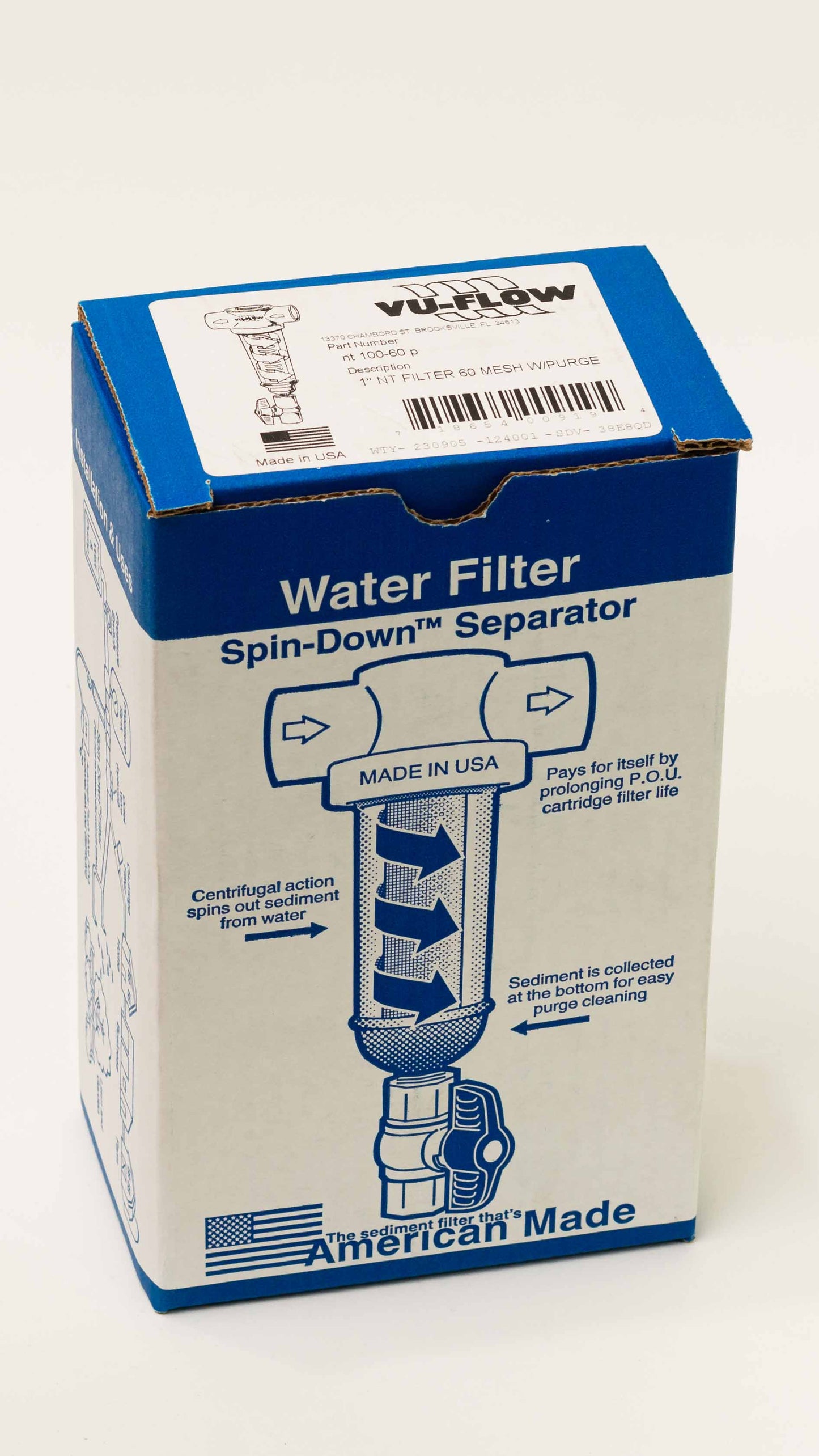 VU-FLOW 1” Filter 60 Mesh W/Purge Valve